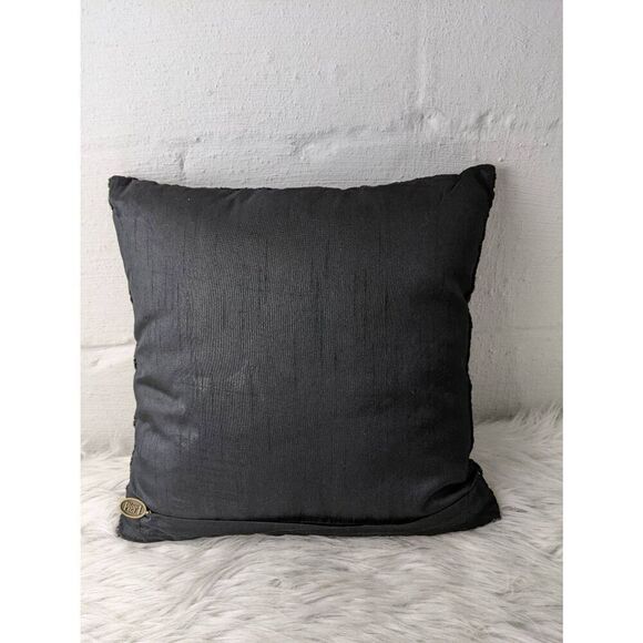 Pier1 Black Cat Yellow eyes Beaded Pillow Gosh Halloween Spooky Decor 12X12 - Picture 2 of 7